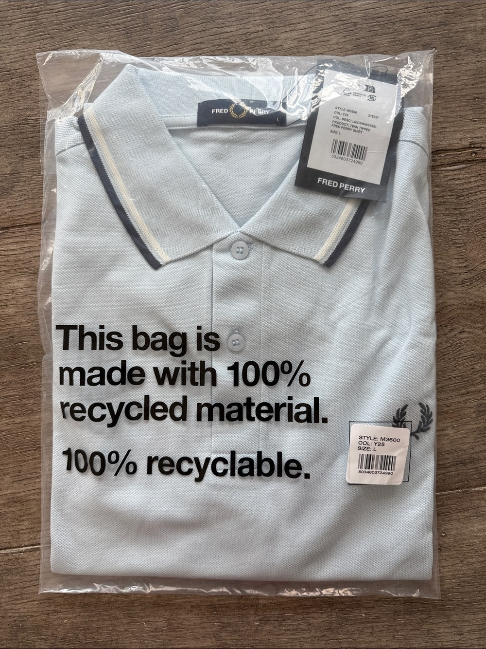 Fred Perry Light Blue Polo with Navy & White Trim